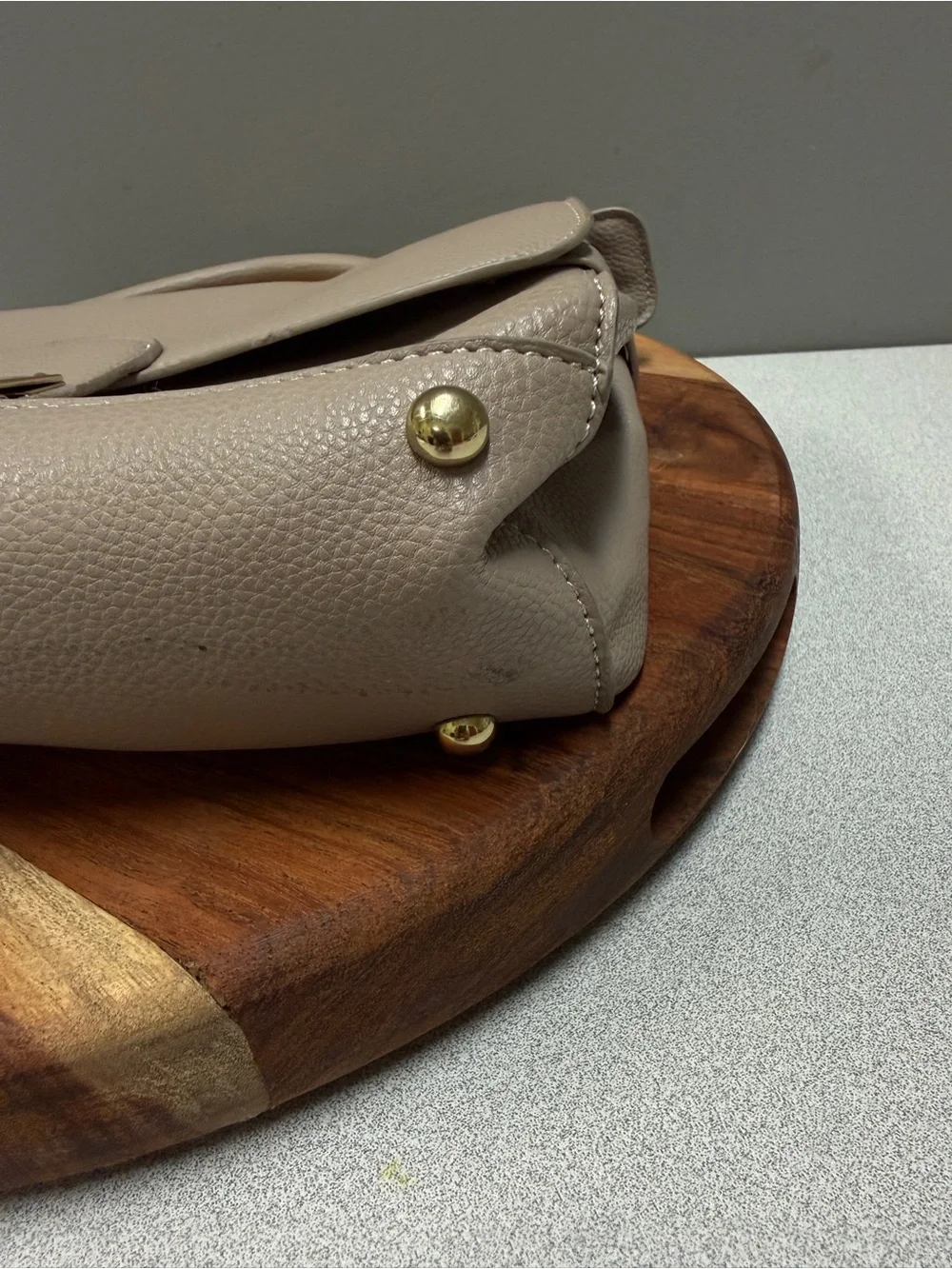 BCBG Taupe Pebble Leather Top-Handle‎ Satchel